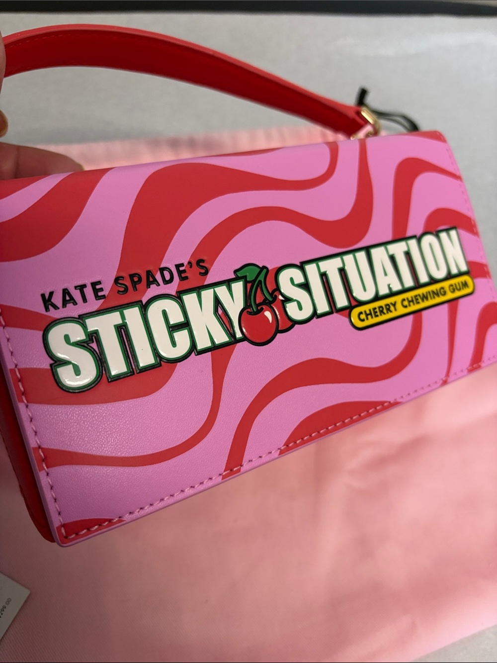 Kate Spade Pink "Sticky Situation" Cherry Print Top Handle Bag only - Picture 11 of 16